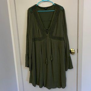 Torrid Olive Gauze Lace-up Dress Size 2X